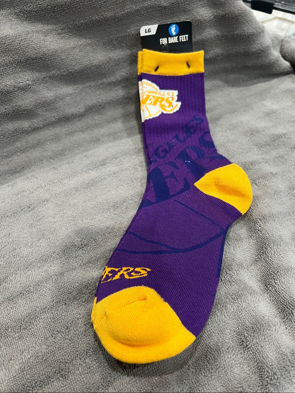 For Bare Feet Purple and Gold Los Angeles Crew Socks